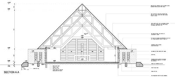 Construction section drawings of chapel project in Zimbabwe