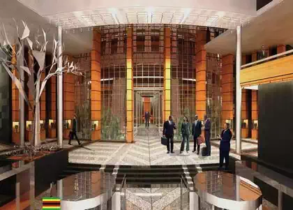Modern foyer of Zimbabwe new parliament building on Kopje